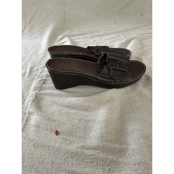 A2 Aerosoles Brown 2.75" Wedge Platform Sandal Size 7.5 Wide Leather Strap - Picture 6 of 9